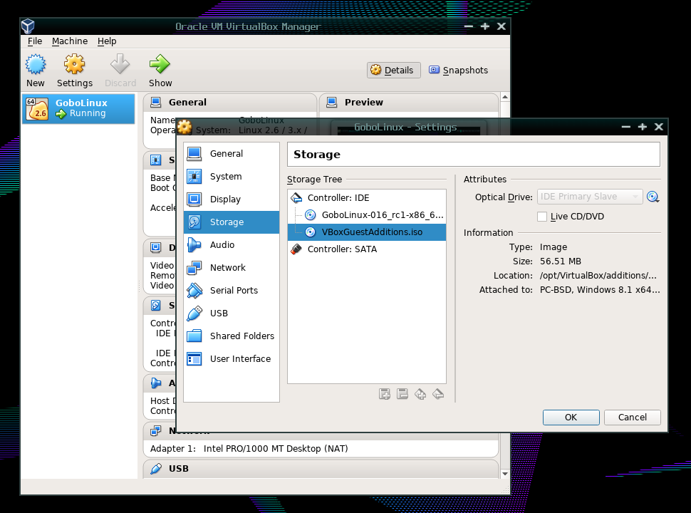 VirtualBox Settings - Storage